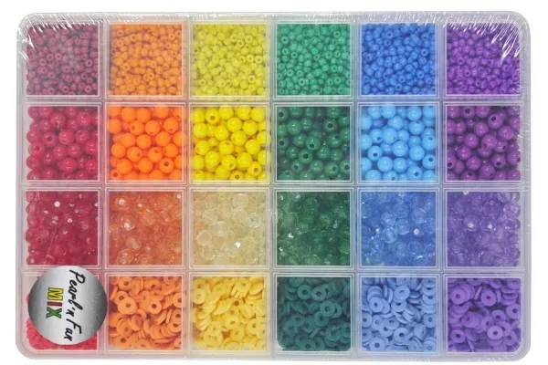 Perlemiks i fargenyanser 3-6 mm, 6 farger