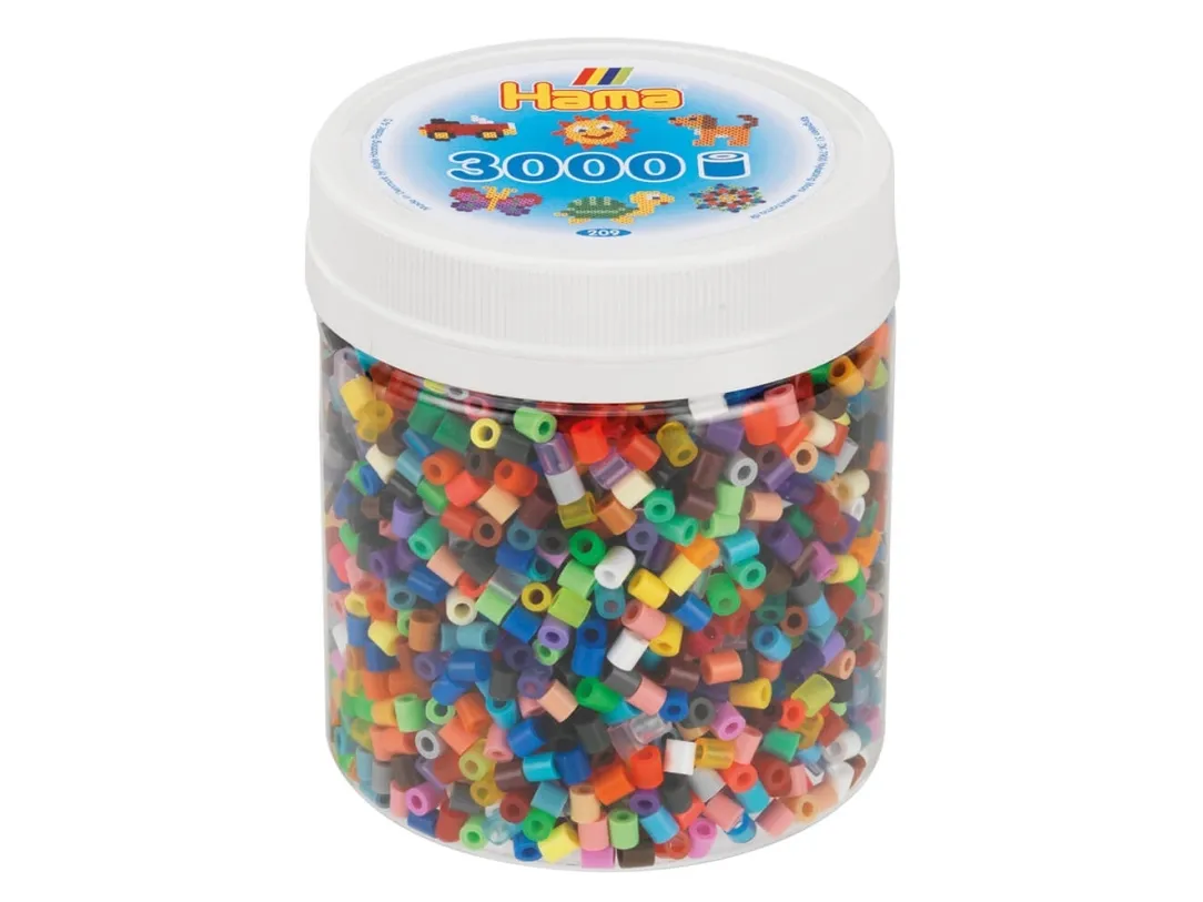 Hama Beads 209-68, Flerfarget, Rund perle, 3000 stykker