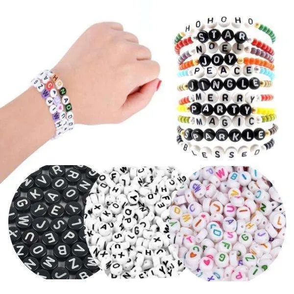 300 stk brevperler, bokstaver - 4x7mm -