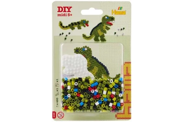 Hama midi blister liten dinosaurplate + perler