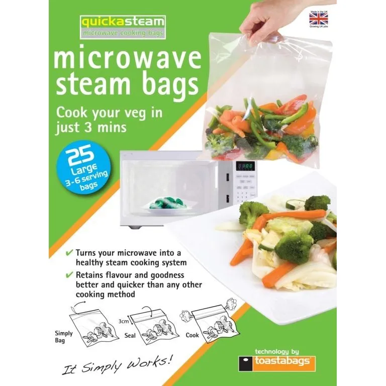 Planit Quickasteam Microwave Steam Bags (Pack of 25)