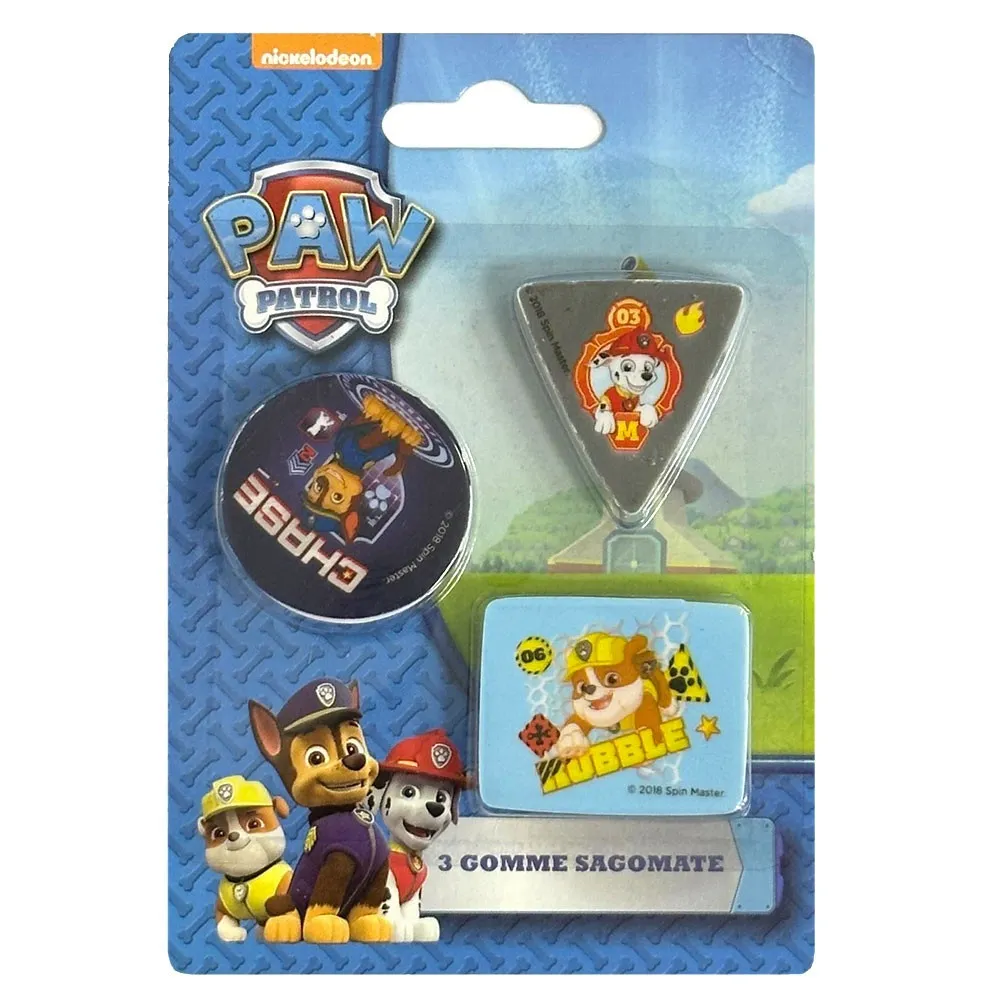 Paw Patrol viskelærsett med 3 stk formasviskelær
