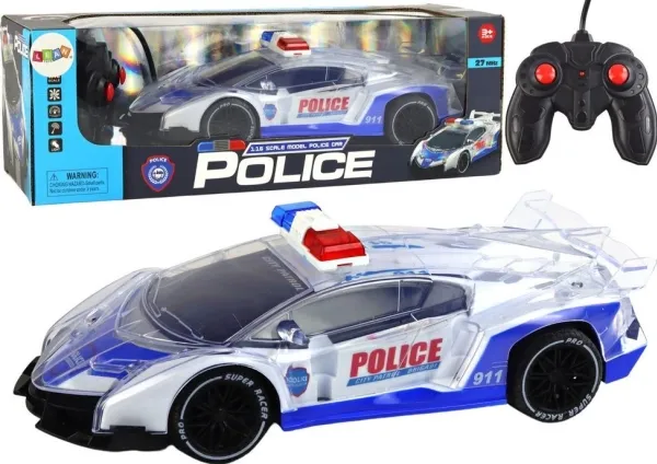 LeanToys politibil RC fjernstyrt 1:16 lys