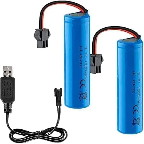 3.7V 1200mAh med USB-ladekabel, SM-2P-kontakt, kompatibel med DE45 DE42 1:14 Off-Road & Drift Racing 2 stk batterier