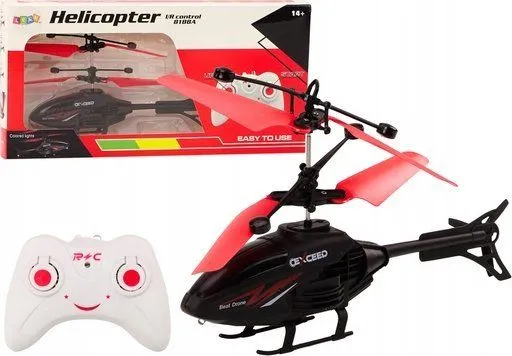 LeanToys RC-helikopter med fjernkontroll, gyroskop, rød