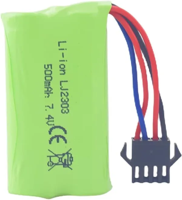 Yunique - Høyhastighets 7,4V 500mAh litiumbatteri - Kompatibel med EC16 DE85 for fjernkontrollbåt, skipsmodell og bil - 1 stk