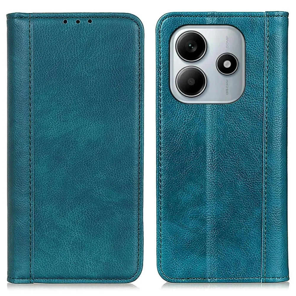 Ekte lærdeksel med magnetisk lukking for Xiaomi Redmi Note 14 5G - Grønn