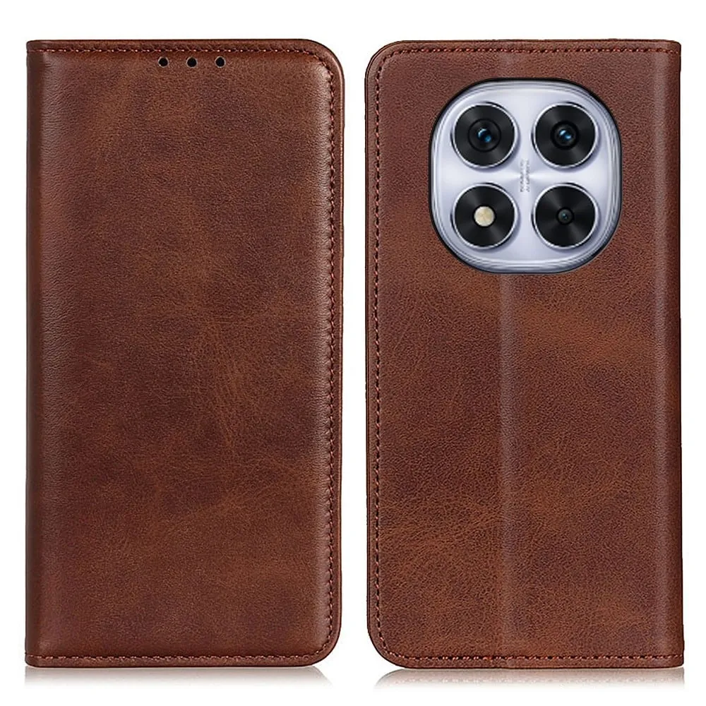 Skinn-etui i lommebok-stil for Xiaomi Redmi Note 14 Pro 5G - Kaffe