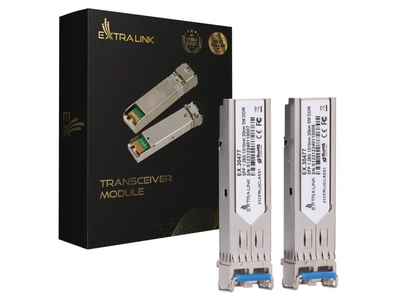 Splitter Extralink SFP 1,25G 2 stk. | SFP-modul | 1,25 Gbps, LC/UPC, 1310 nm, 20 km, enkeltmodus, DOM (for HP / Aruba)