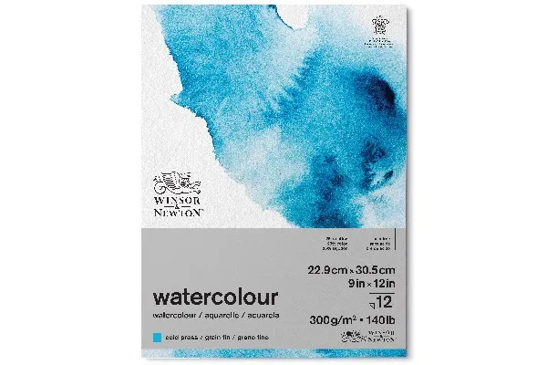 Akvarellpapirblokker cold press 300 g 23x31 cm 12 ark