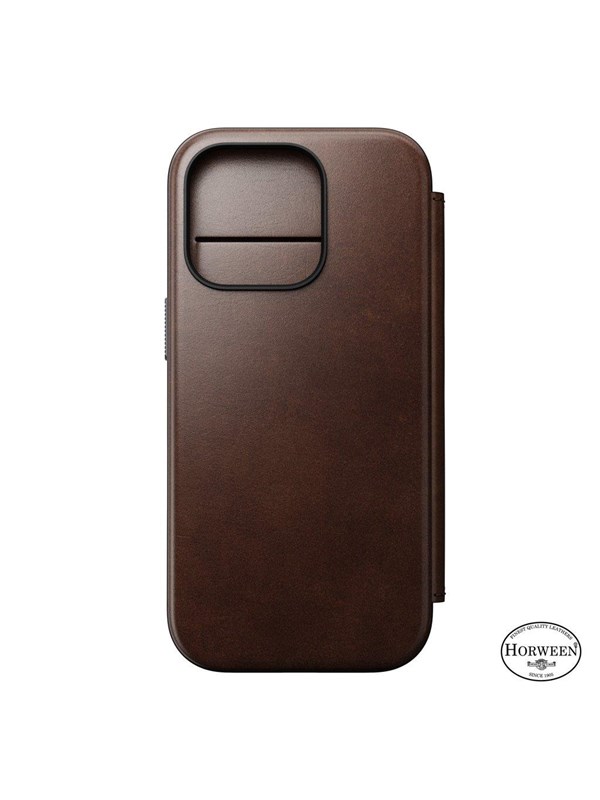 Nomad Modern Leather Folio - iPhone 16 Pro | Rustic Brown | Horween