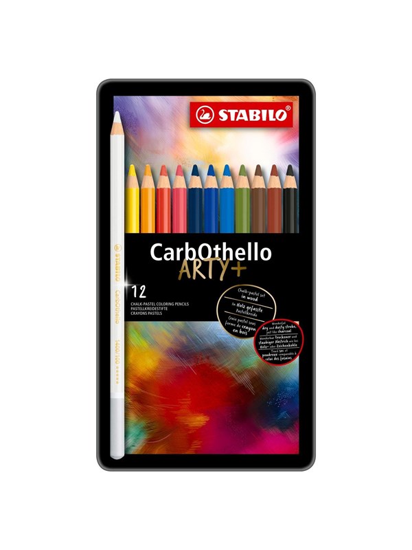 STABILO CarbOthello - Chalk Pastel Coloured Pencil - Metal Set 12 Pcs.