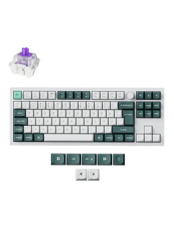 Keychron Q3 HE 80% Knob Wireless Tri-Mode QMK - Gateron 2.0 Magnetic Switch - Shell White - Gamingtastatur - Uten numpad - Nordisk - Hvit