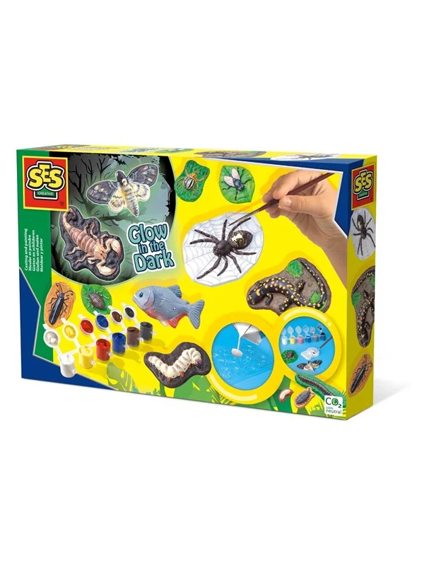SES Creative Children's Scary Animals Glow in the Dark Casting and Painting Set