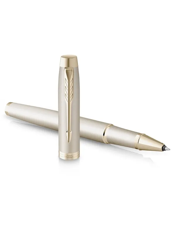 Parker IM monokrom rullekulepenn | Champagnefinish og trim | Fine Point | Svart blekk | Gaveeske