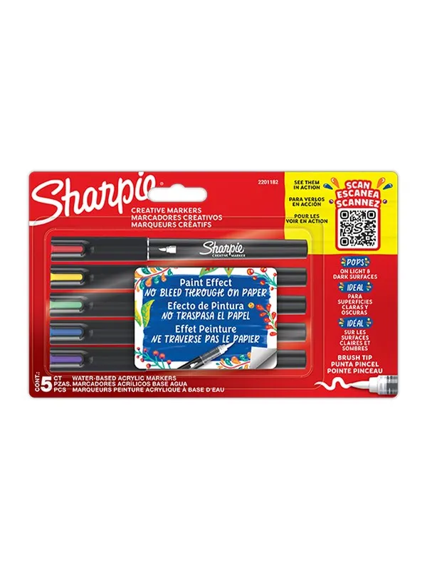 Sharpie Creative Marker børstespiss | Assorterte farger | 5 Stk