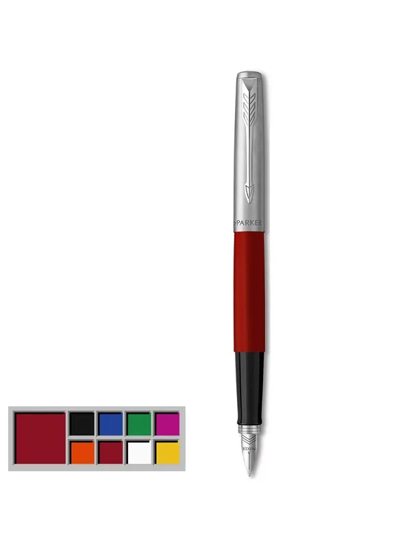 Parker Jotter Originals Fountain Pen | Classic Red Finish | Medium Nib | Blue Ink
