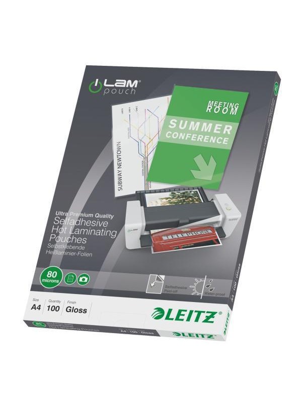 Leitz Lamineringslomme selvkl.A4 80 mic.pk/100
