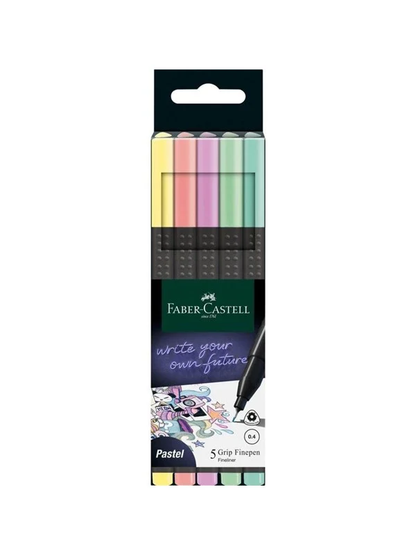 Faber-Castell Grip Finepen - fineliner - pastel colours (pack of 5)