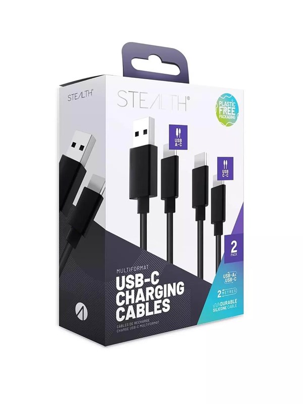STEALTH SP-C50V Superfast Twin Charge Silicon Cable 2m - Black - Wired Charging cable for wireless game controller