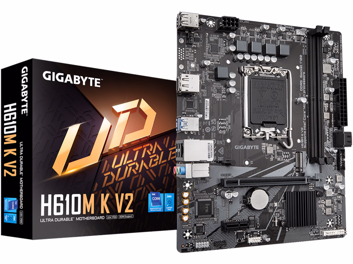GIGABYTE H610M K V2 - 1.0 - motherboard - micro ATX - LGA1700 Socket - H610 Hovedkort - Intel H610 - Intel LGA1700 socket - DDR5 RAM - Micro-ATX