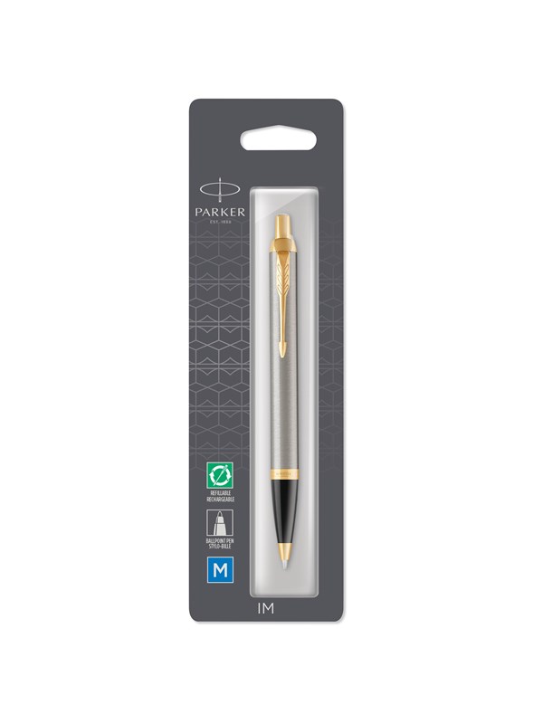 Parker IM Ballpoint Pen | Brushed Metal | Medium Point Blue Ink Refill