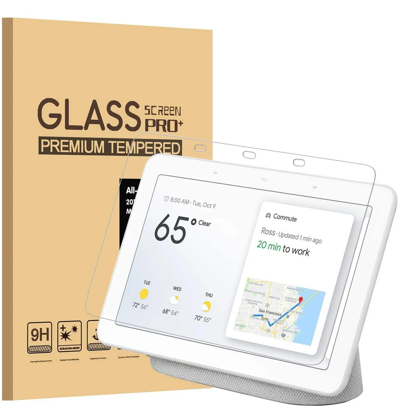 2x Skjermbeskytter i herdet glass Google Nest Hub 7 tommer