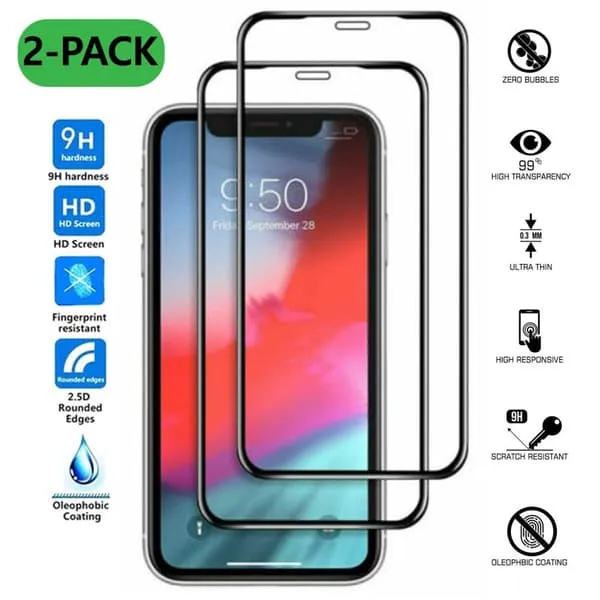 2-pack iPhone 11 Screen Protector HD herdet glass karbonfibervisningsfilm