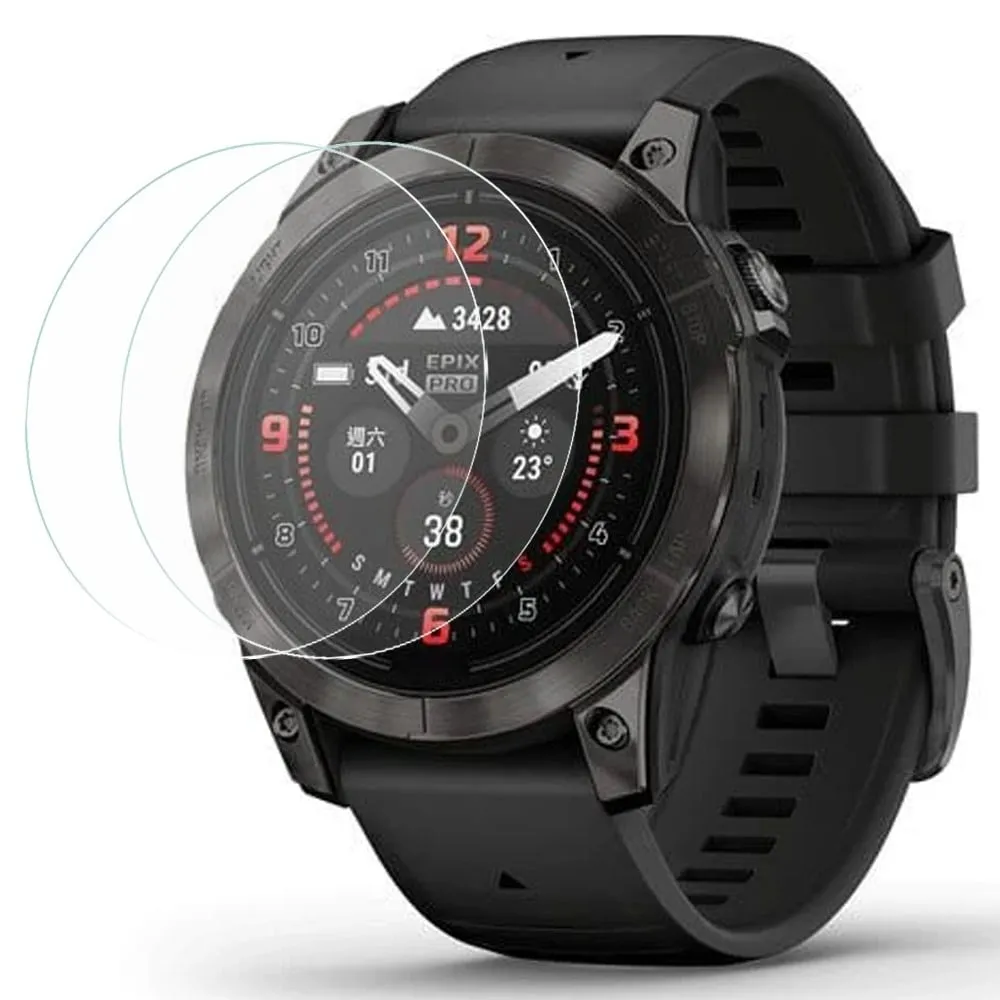 2-pakning Garmin epix Pro (Gen 2) 47 mm skjermbeskytter i herdet glass, 2,5D ultraklar