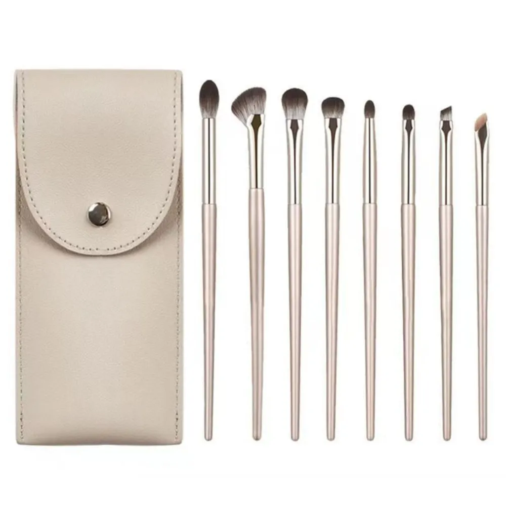 8 stk Øyenskygge børstesett Soft Fiber Eye Makeup - børster+veske