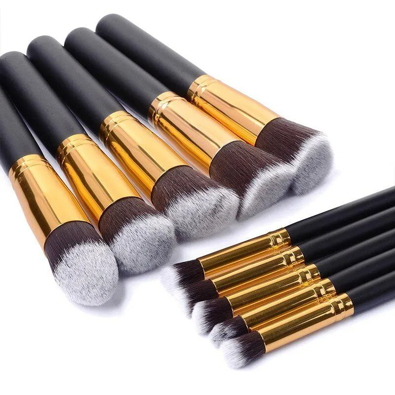 10-Pak - Makeupbørster Sett - Makeupbørster - Black