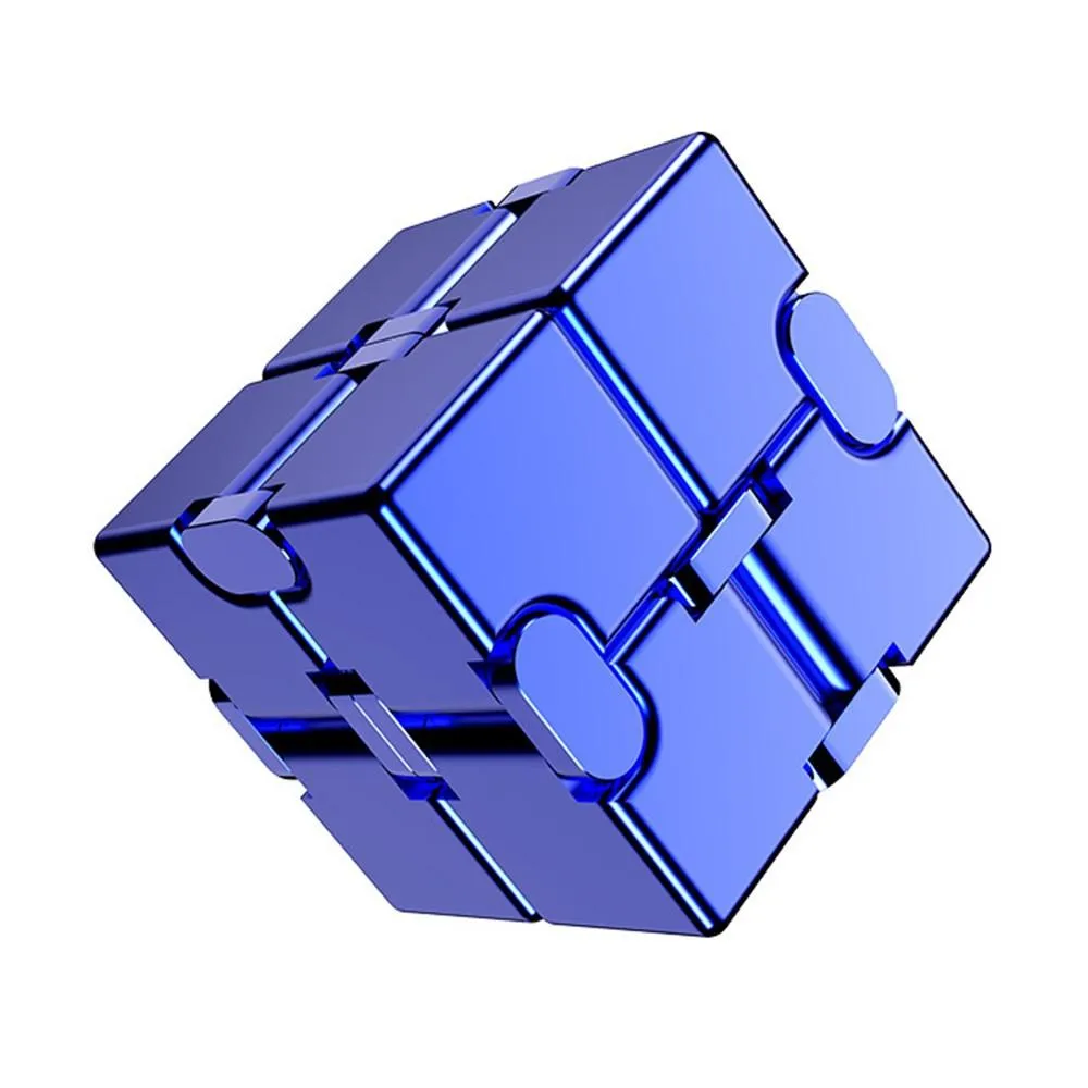 Fidget Spinner Relaxation Infinite Cube Metal Flip Cube Blå