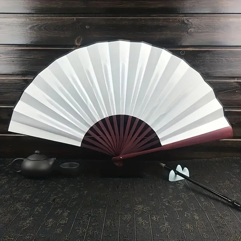 Vifte - Ensfarget - Stor 27 cm - Hvit