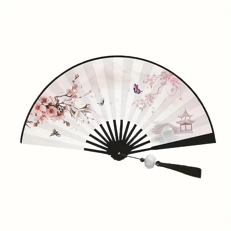 Vifte - Stor 26 cm - M08 - Sommerfugler Kirsebærblomst