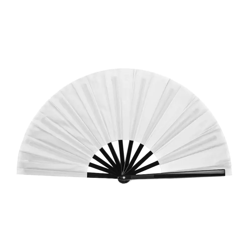 Hvit vifte - ensfarget - ekstra stor 33 cm - kino - plastbase