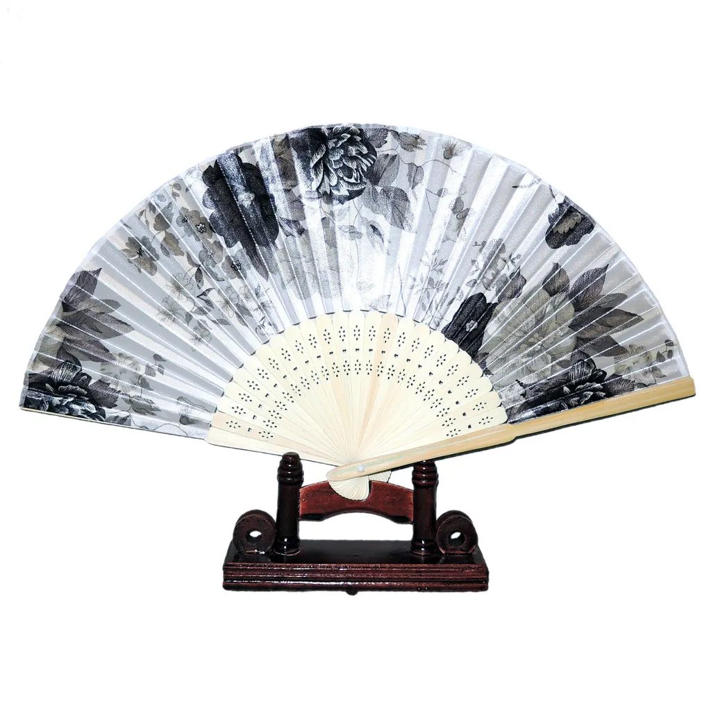 Vifte - Blomster [Lys] - Svart og hvitt