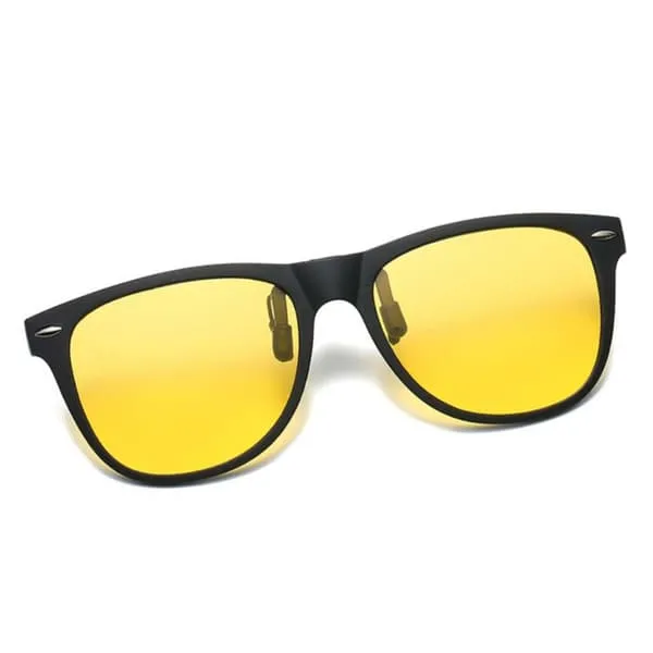 Polarisert Wayfarer Clip On Solbriller Flip Up Yellow Night Vision