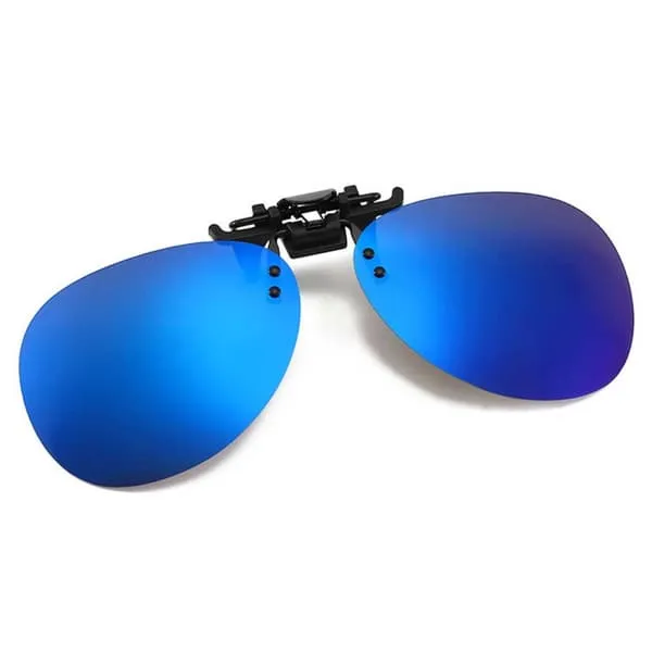 Clip-on Aviator Sunglasses Pilot Glasses Blue Mirror Glass
