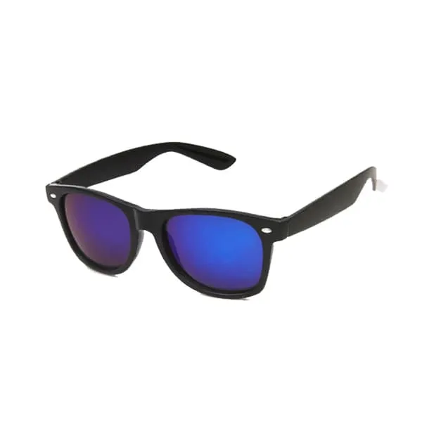 Wayfarer solbriller Black Blue Mirror Glass + Senile ledning