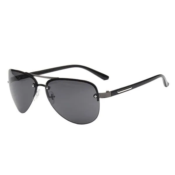 Moderne svarte pilotglass aviator solbriller + senil streng