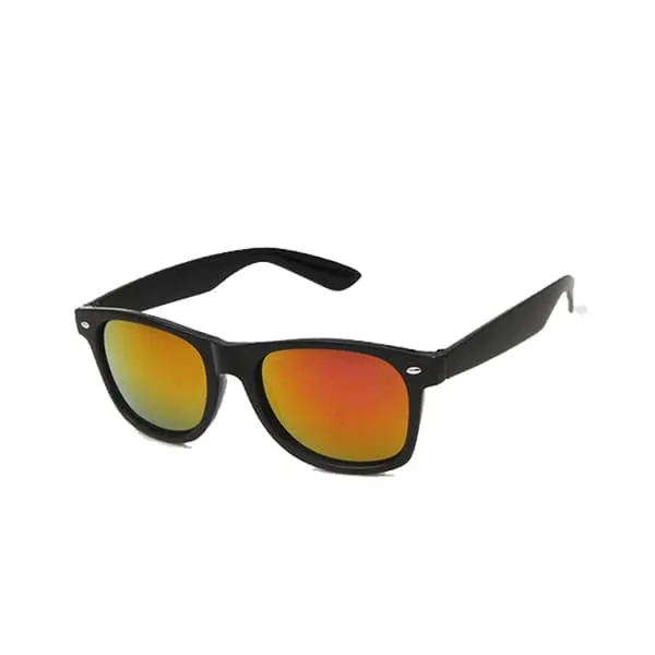 Retro Wayfarer solbriller Black Red Mirror Glass + Senile ledning