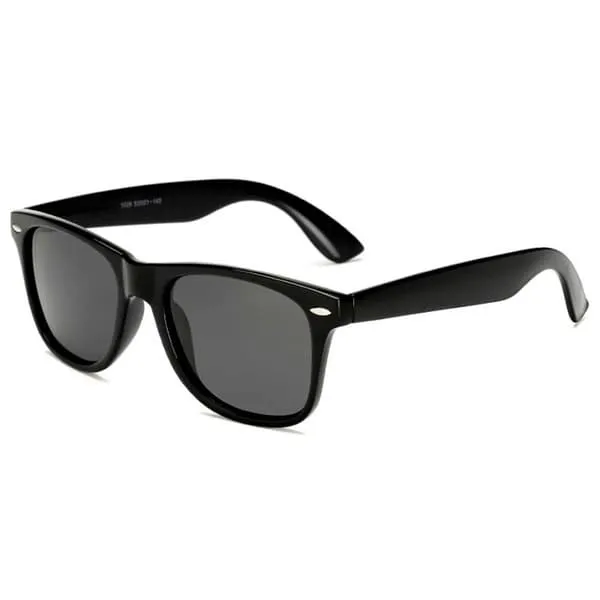Retro wayfarer solbriller svart svart glass + senil ledning
