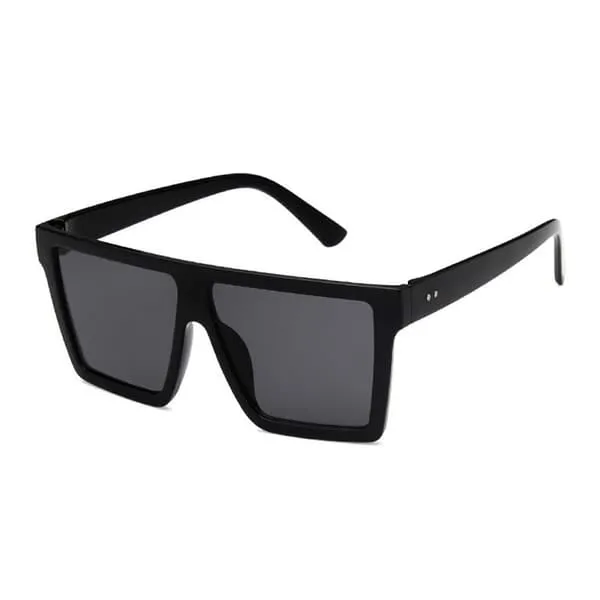 Trendy firkantede svarte solbriller + senil streng