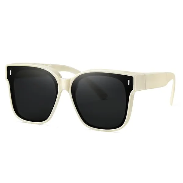 Sammenleggbare soldekker solbriller over briller Beige