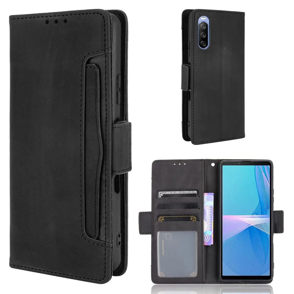 Modern-styled Lær Lommebok Etui til Sony Xperia 10 III - Svart