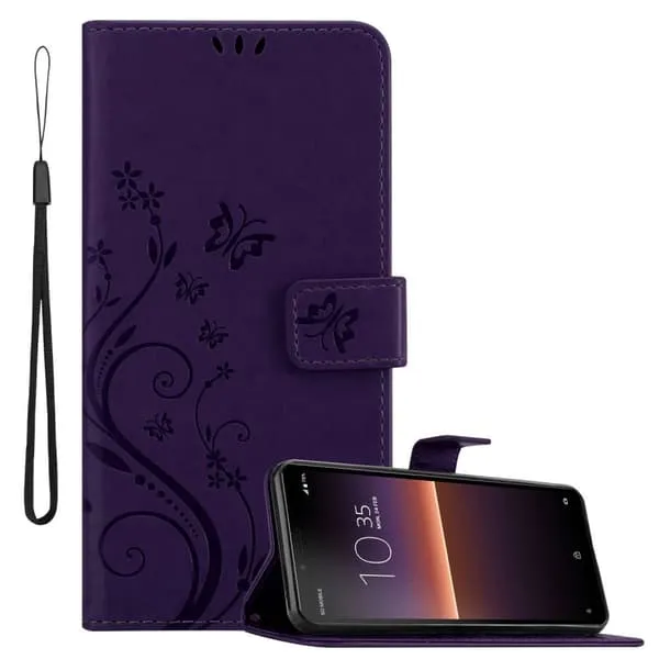 Deksel kompatibel med Sony Xperia 10 II Lommebokdeksel i blomster design med magnetisk lukking, stativfunksjon og kortplasser