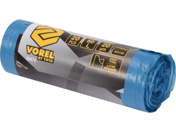 Vorel sterke avfallsekker med håndtak 60 L 20 stk (09474)