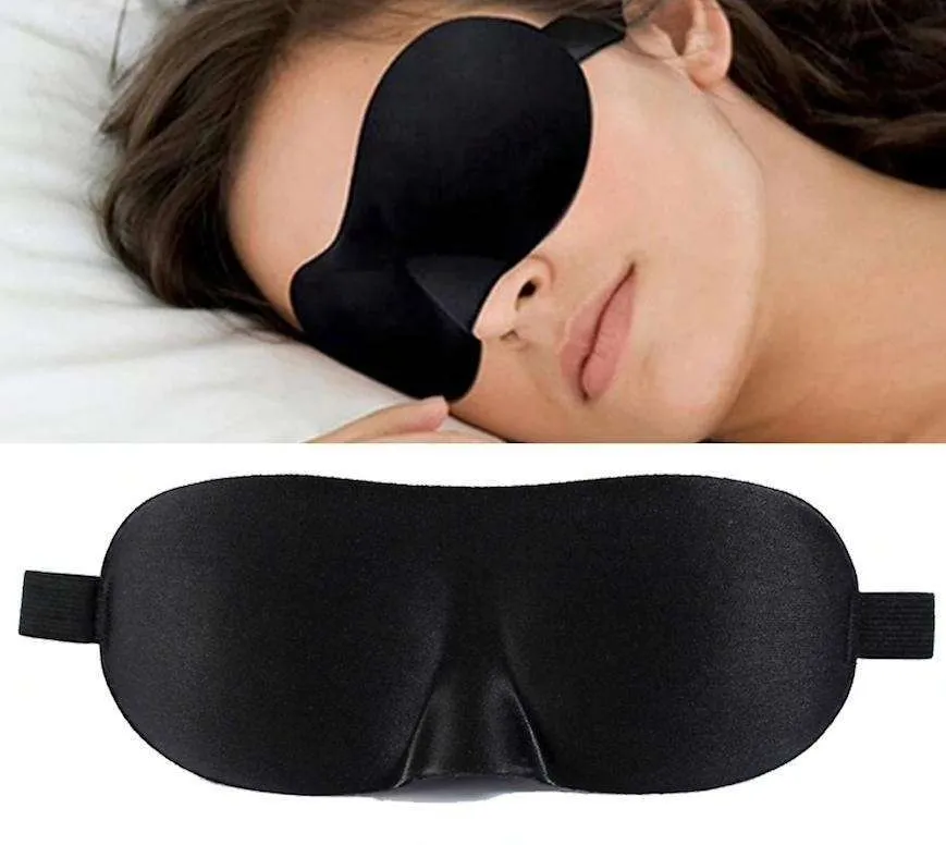 2-pakning - 3D Sovemaske / øyemaske / bind for øynene - Svart