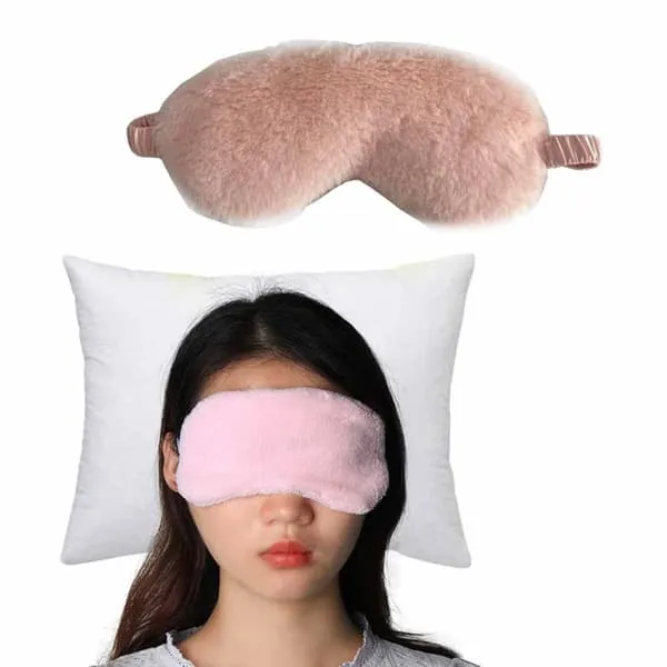 Myk furry rosa sovemaske fluffy øyenvormfly reiser