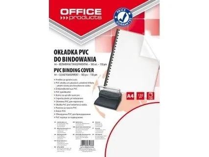 Office Products binderygger for innbinding, PVC, A4, 150 mikron, 100 stk., transparent 20221515-90